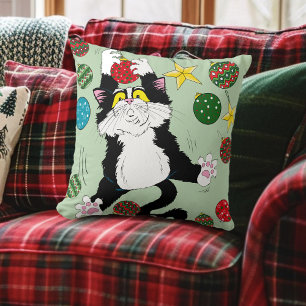 Tuxedo Zwart Wit Kerstmis Kat Kussen
