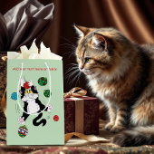 Tuxedo Zwart Wit Kerstmis Kat Medium Cadeauzakje