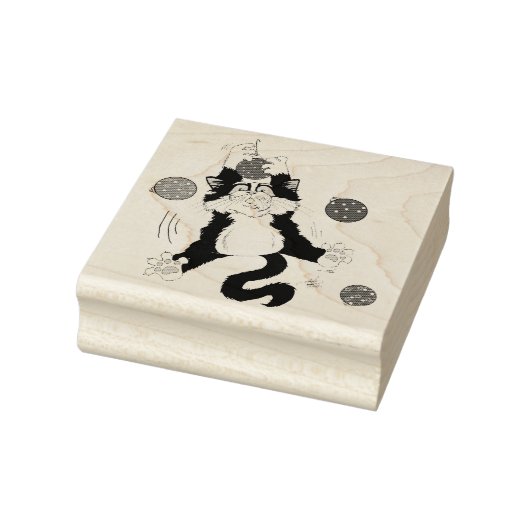 Tuxedo Zwart Wit Kerstmis Kat Rubberstempel (Stempel)