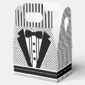 Tuxedo Zwart-Wit Stippen Bruiloft Bedankdoosjes (Geopend)