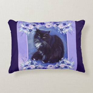 Tuxedo zwarte en witte kattenkunst van Renee Lavoi Accent Kussen