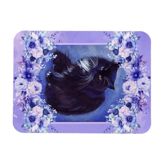 Tuxedo zwarte en witte kattenkunst van Renee Lavoi Magneet (Horizontaal)