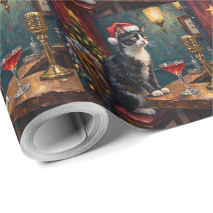 Tuxedokat Kerstmis Jazzclub Vakantie Cadeaupapier