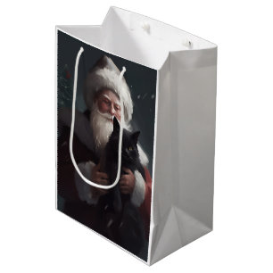 Tuxedokat met Kerstman Festieve Kerstmis Medium Cadeauzakje