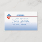 Tuyauterie et chauffage. Carte de visite pour le (Dos)