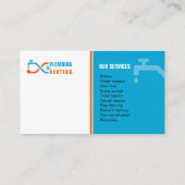 Tuyauterie et chauffage. Carte de visite pour le (Dos)