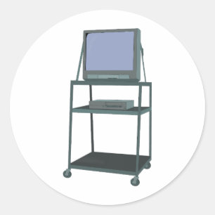 TV- en videokaart Classroom 80s 90s Funny School Ronde Sticker