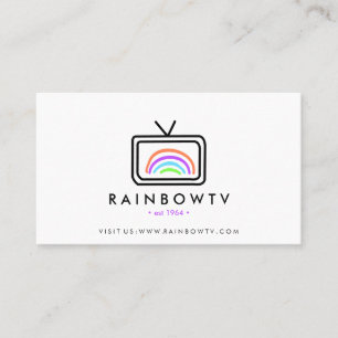 Tv-regenbooghandgetekende rgb media visitekaartje
