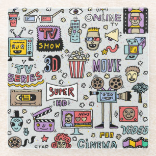 TV-serie Doodles: Funny Set. Glazen Onderzetter