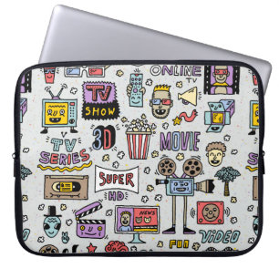 TV Shows, serie en films Funny Doodle Laptop Sleeve