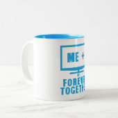 tv television tele forever together city tweekleurige koffiemok (Voorkant links)