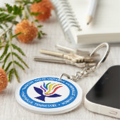 TVUUC Chalice Logo Medium Blue Circle Sleutelhanger (Voorkant Rechts)
