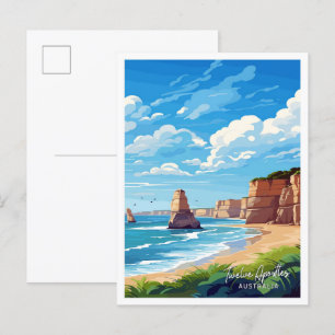Twaalf Apostelen Australië Art Travel illustratie Briefkaart
