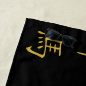 Twaalf Chinese Zodiak-symbolen in goud op zwart | Strandlaken (In situ)