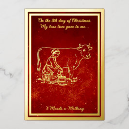 Twaalf dagen Kerst, Maids a Milking Folie Feestdagenkaart