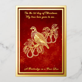 Twaalf dagen Kerstmis, een patrijs Folie Feestdagenkaart