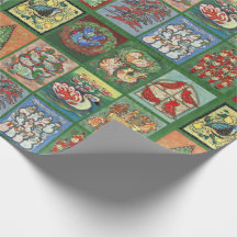 Twaalf dagen kerstpapier met groenvulling