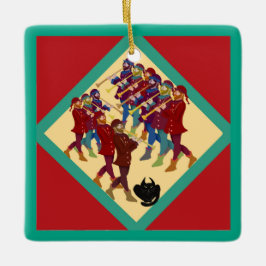 Twaalf dagen van Kerstmis met kat 11e dag Keramisch Ornament