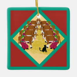Twaalf dagen van Kerstmis met kat 8e dag Keramisch Ornament