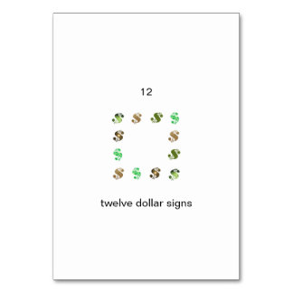 Twaalf Dollar Tekens Nummer Flashcards Kaart