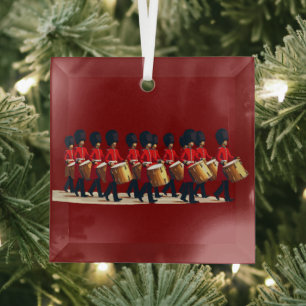 Twaalf drummers knipten stencil-stijl 1 uit glas ornament