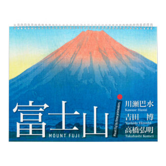 Twaalf gezichten op Mt. Fuji in Japanse houtblockk Kalender