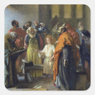 Twaalf-jarige Jezus in de tempel, 1851 Vierkante Sticker