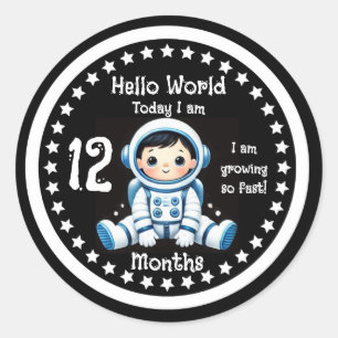 Twaalf maanden baby mijlpaal Astronaut Ronde Sticker