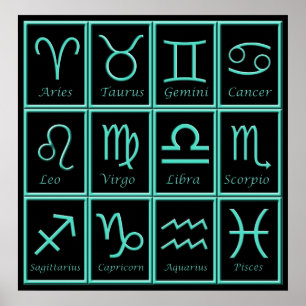 Twaalf Zodiac-signalen afdrukken Poster