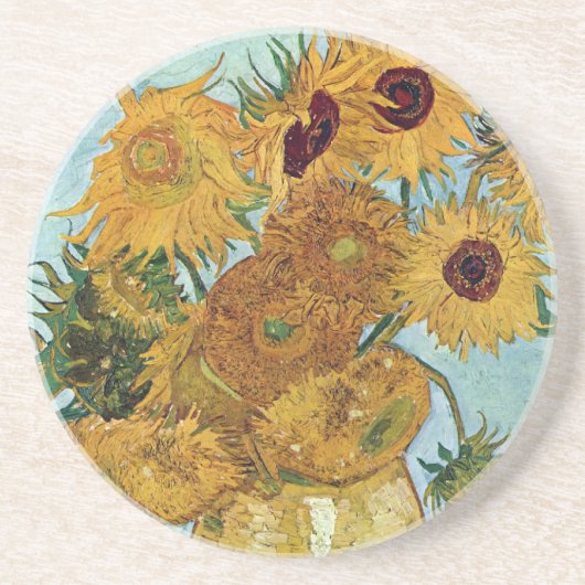 Twaalf zonnebloemen van Van Gogh Zandsteen Onderzetter (Voorkant)