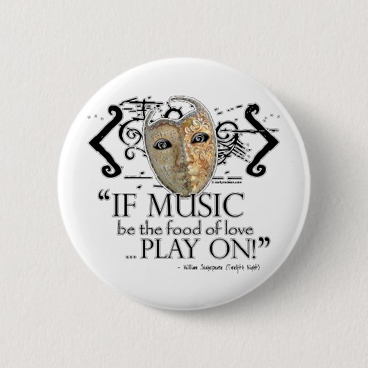 Twaalfde Night Music Quote Ronde Button 5,7 Cm (Voorkant)