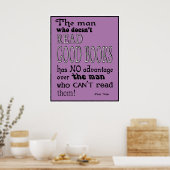 Twain's Read Good Books Citation Poster en violet (Cuisine)
