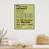 Twain's Read Good Books Quote Poster in Mustard (Keuken)