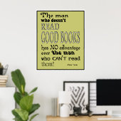 Twain's Read Good Books Quote Poster in Mustard (Thuiskantoor)