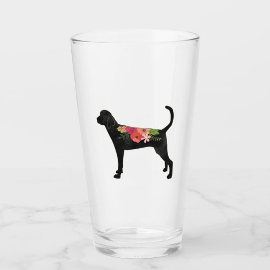 TWC Chien race Boho Foral Silhouette Verre (Devant)