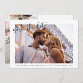 Twee 2 Foto minimalistisch script legant Wedding Save The Date (Voorkant / Achterkant)