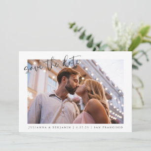 Twee 2 Foto minimalistisch script legant Wedding Save The Date