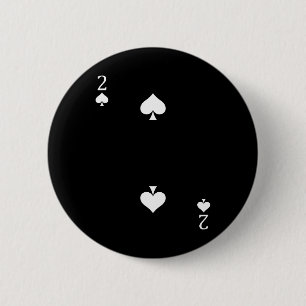 Twee (2) van Spades Poker Kaart spelen Kaart Ronde Button 5,7 Cm