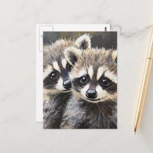Twee aanbiddelijke baby wasberen briefkaart
