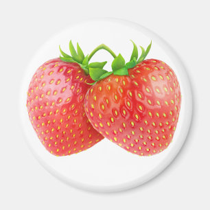 Twee aardbeien magneet