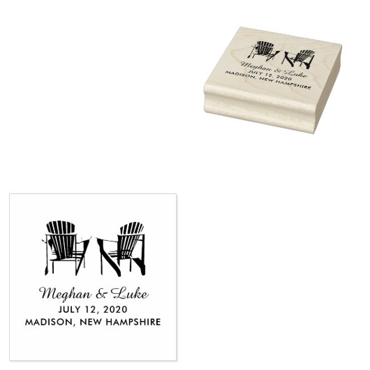 Twee Adirondack stoelen Lake of Beach bruiloft Rubberstempel (Gestempeld)