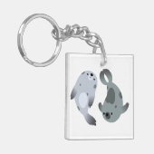 Twee afspeelbare Cartoon Harp zegels AcrylSleutelh Sleutelhanger (Voorkant Links)