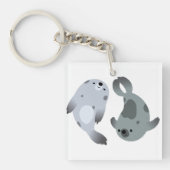 Twee afspeelbare Cartoon Harp zegels AcrylSleutelh Sleutelhanger (Voorkant)