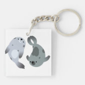 Twee afspeelbare Cartoon Harp zegels AcrylSleutelh Sleutelhanger (Achterkant)