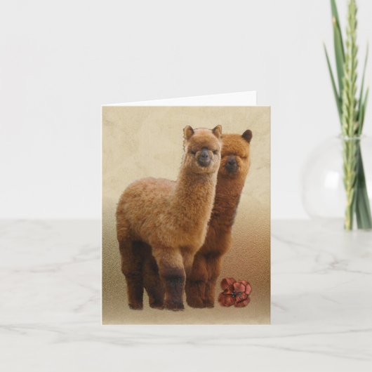 Twee Alpaca's Note Kaart (Voorkant)