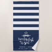Twee als op Zee Persoonlijke bruiloft Strandlaken (Voorkant)