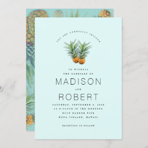 Twee anananassen Hawaiian Theme Wedding Invitation Kaart