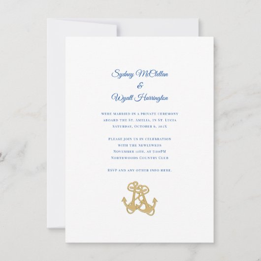 Twee anchors Nautical Private Ceremony Reception Kaart (Voorkant)