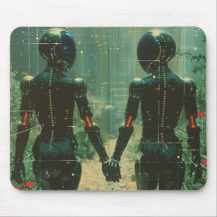 Twee Androids Hand in Hand Muismat
