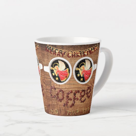 Twee Angels en twee koffie, alsjeblieft Latte Mok (Rechterhoek)